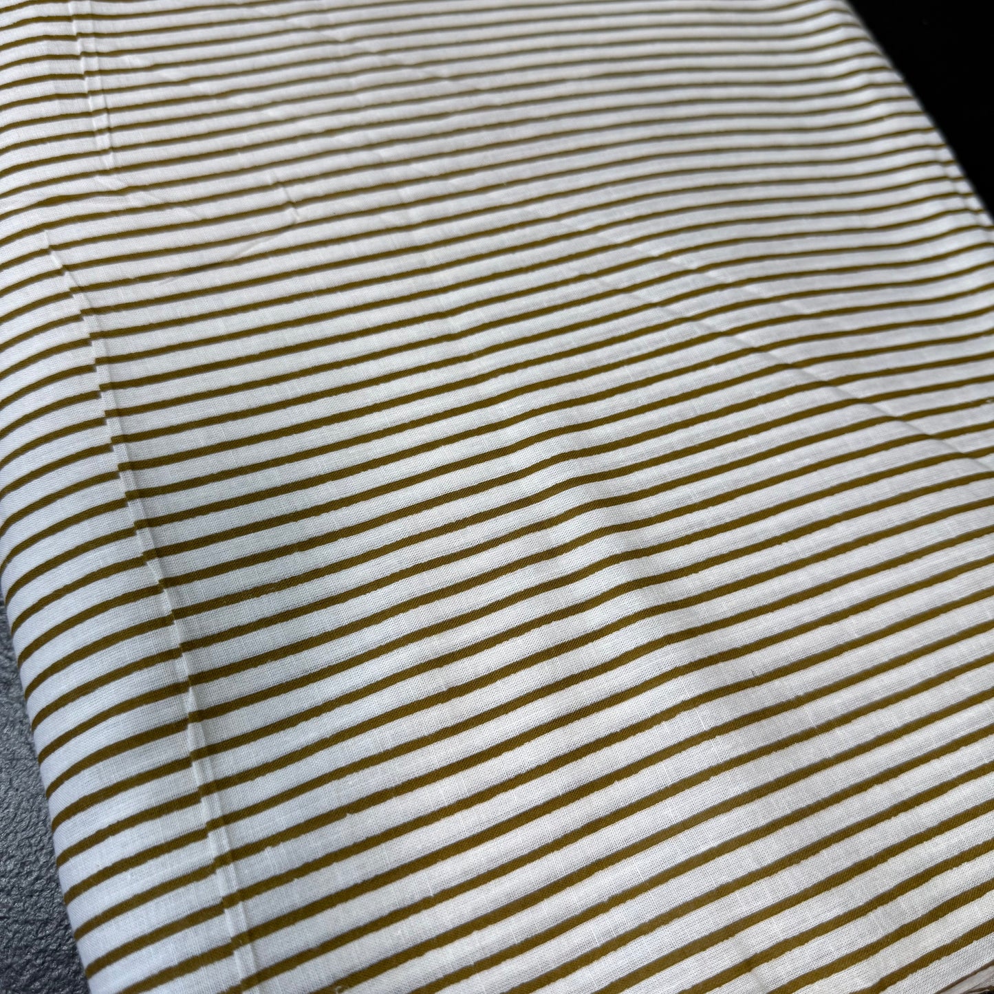 Parallel Lines Khaki  - Bagru Indian Cotton Screen Print