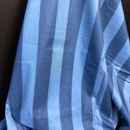 Bold Lines Navy/Denim - Bagru Indian Cotton Screen Print