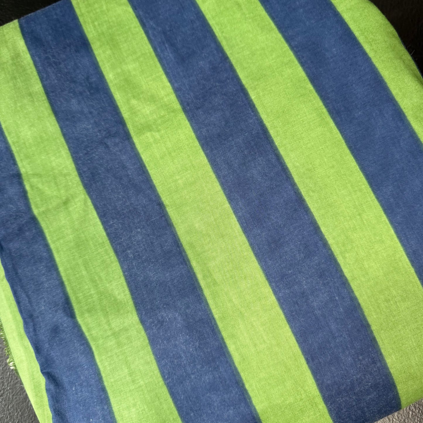 Bold Lines Navy/Olive  - Bagru Indian Cotton Screen Print