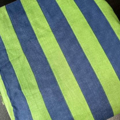 Bold Lines Navy/Olive  - Bagru Indian Cotton Screen Print