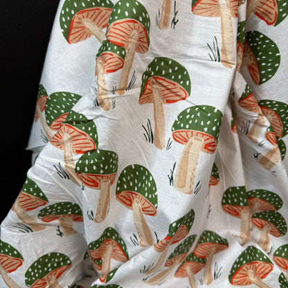 Mushroom Grove Olive  - Bagru Indian Cotton Screen Print