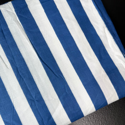 Bold Lines Blue/White - Bagru Indian Cotton Screen Print