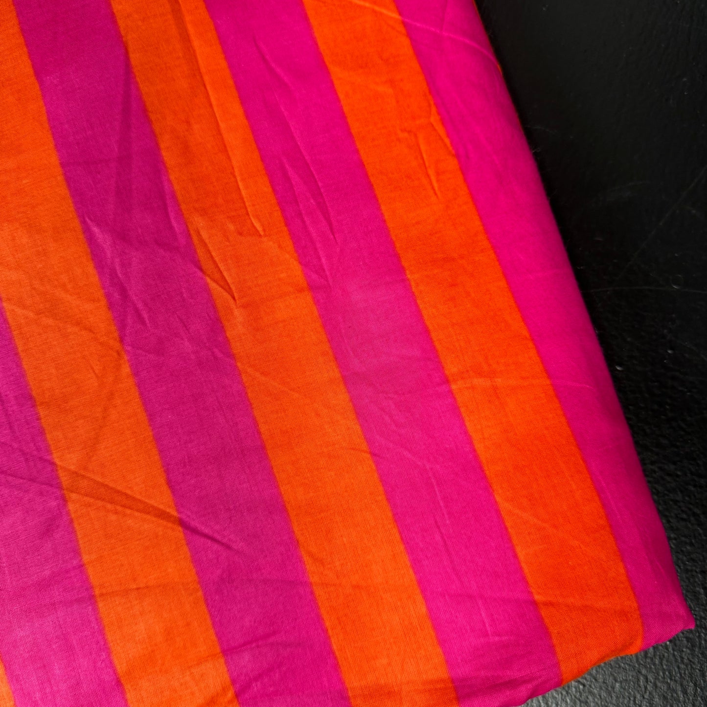 Bold Lines Fuchsia/Orange - Bagru Indian Cotton Screen Print