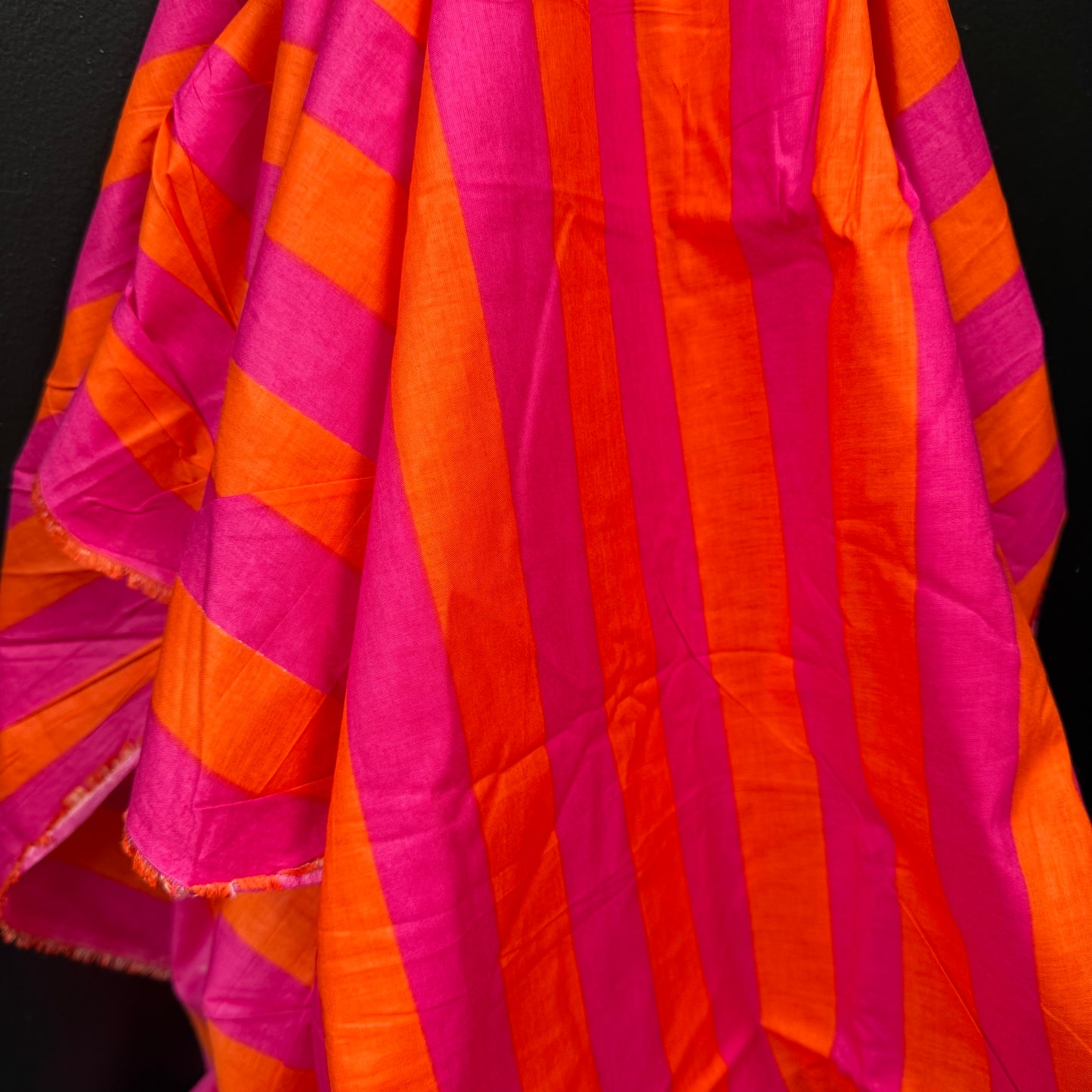 Bold Lines Fuchsia/Orange - Bagru Indian Cotton Screen Print