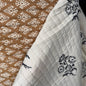 Wild Daisy Black + Block Leaf Cumin - Quilted Bagru Indian Cotton Block Print (Reversible)