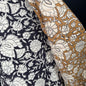 Flora Black + Flora Cumin - Quilted Bagru Indian Cotton Block Print (Reversible)