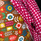 Pixel Garden Cinnamon + Retro Gingham Fuchsia - Quilted Bagru Indian Cotton Screen Print (Reversible)