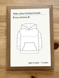 Finley Colour Blocked Hoodie - Kids Paper Sewing Pattern - Two Stitches Patterns