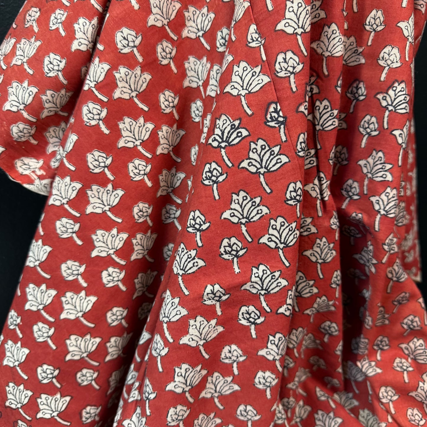 Rust Bloom Drop - Bagru Indian Cotton Block Print