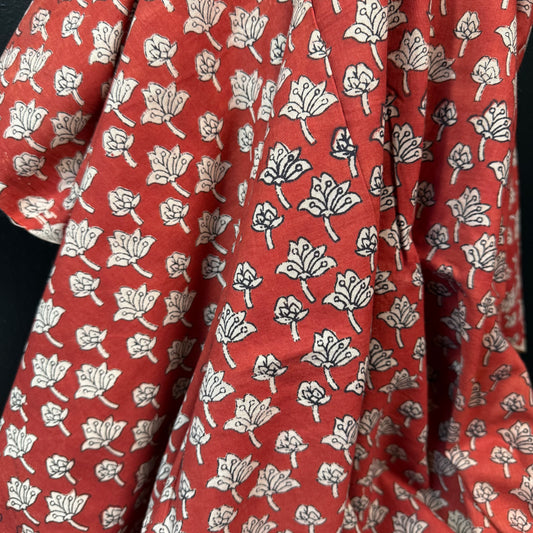 Rust Bloom Drop - Bagru Indian Cotton Block Print