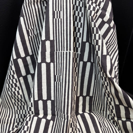 Harvest Lines Onyx - Bagru Indian Cotton Block Print