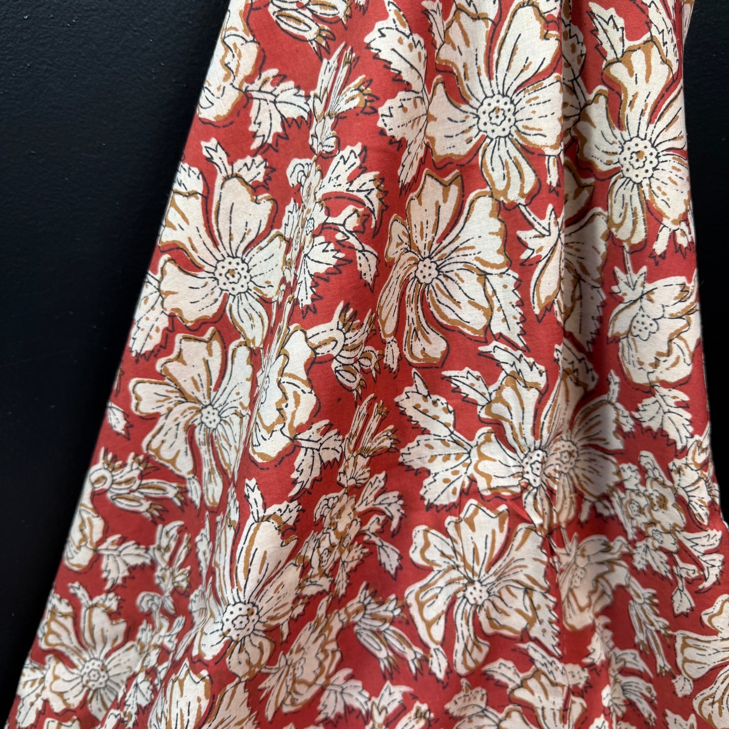 Burnt Sienna Bloom - Bagru Indian Cotton Block Print