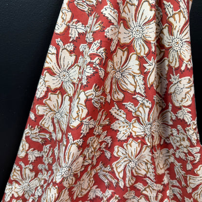 Burnt Sienna Bloom - Bagru Indian Cotton Block Print