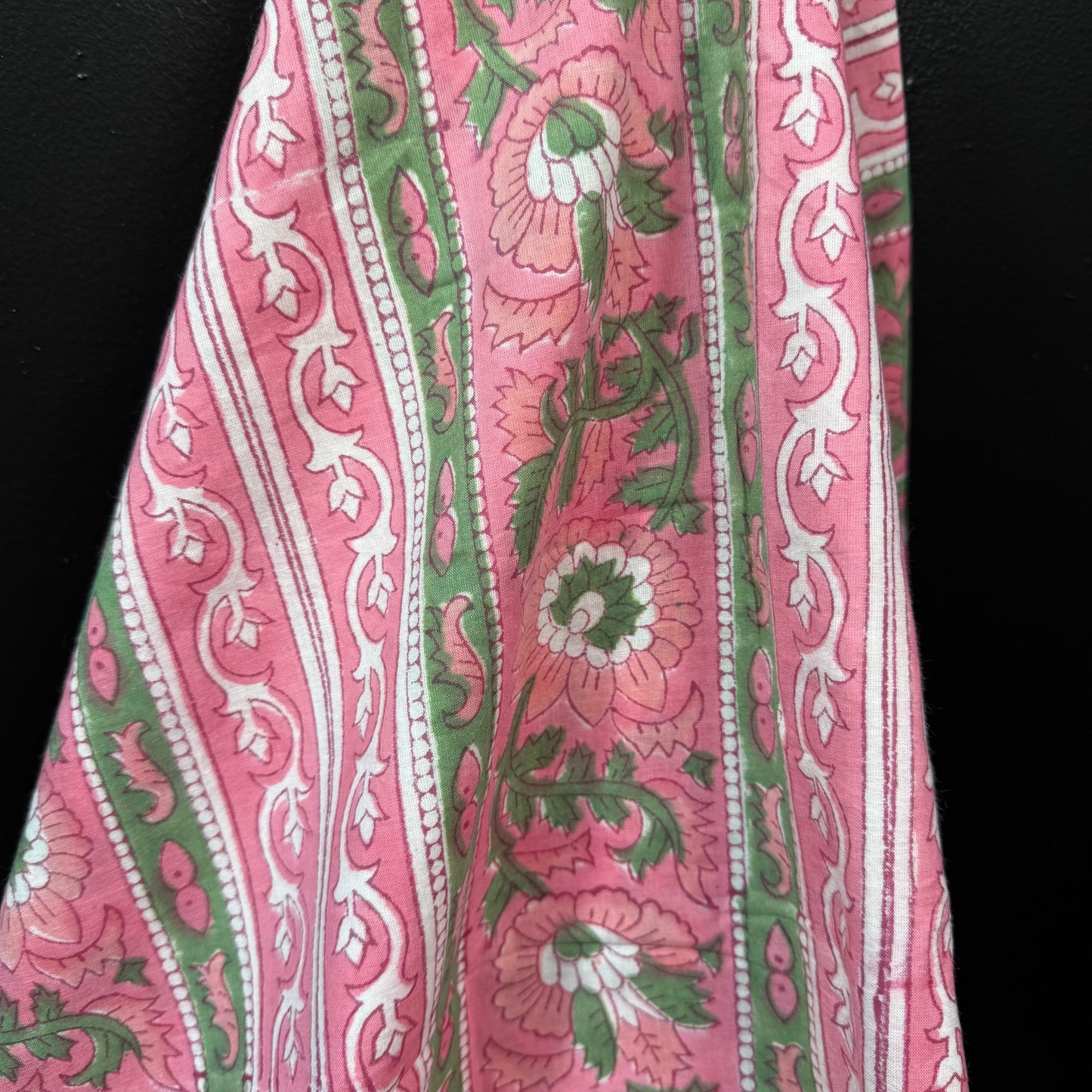 Petal Path Stripes Pink - Bagru Indian Cotton Block Print