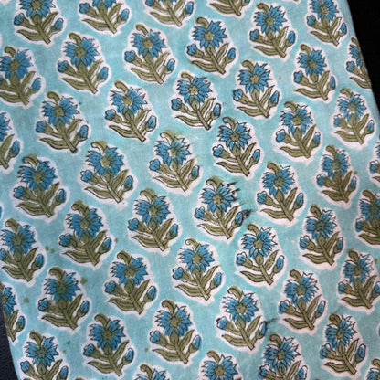 Blue Meadow Sprig - Bagru Indian Cotton Block Print