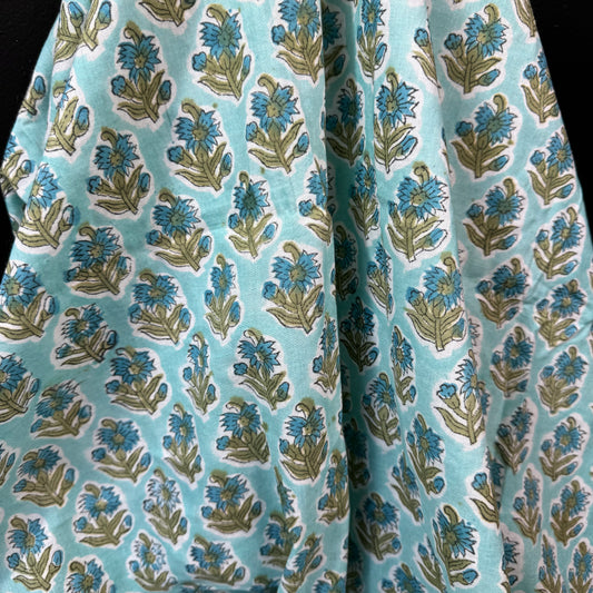 Blue Meadow Sprig - Bagru Indian Cotton Block Print