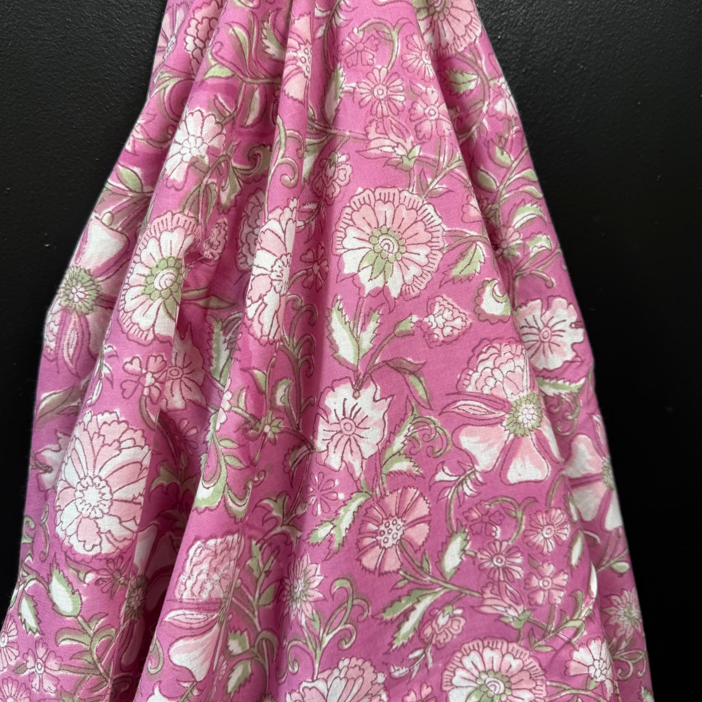 Petal Cascade Pink - Bagru Indian Cotton Block Print
