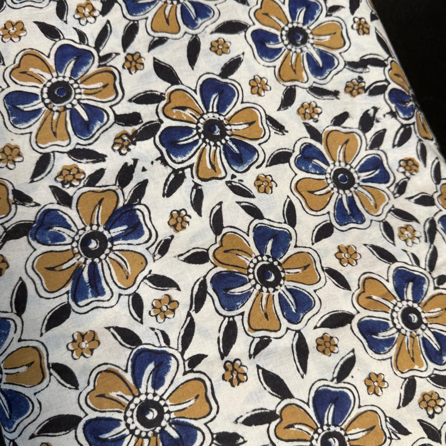 Petals Indigo - Bagru Indian Cotton Block Print