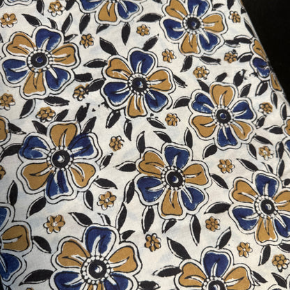 Petals Indigo - Bagru Indian Cotton Block Print