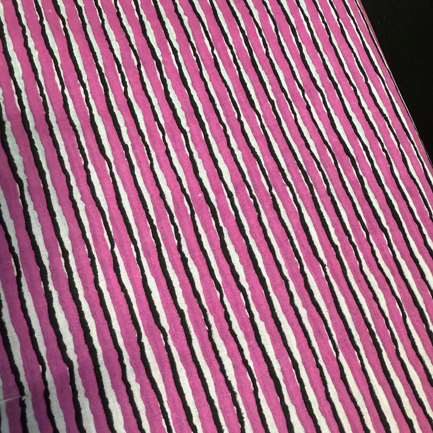 Licorice Stripe - Bagru Indian Cotton Block Print