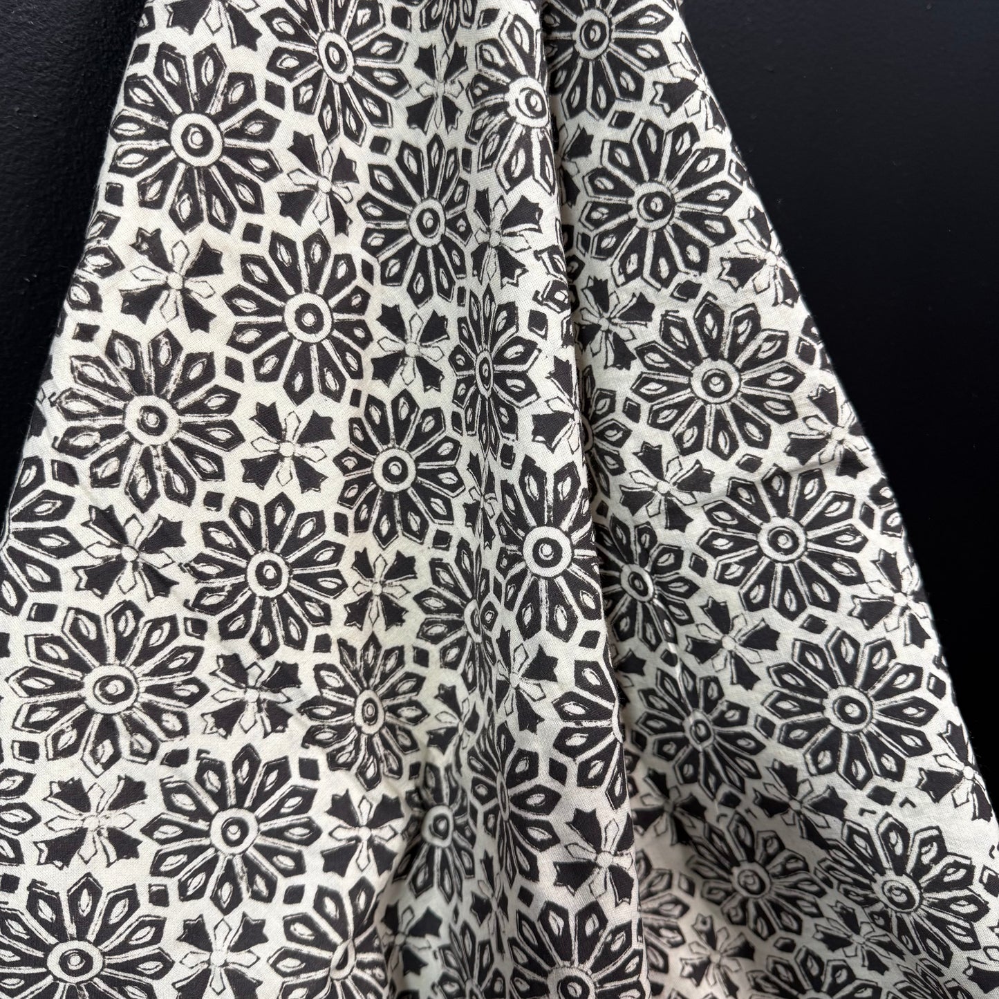 Noir Petal - Bagru Indian Cotton Block Print