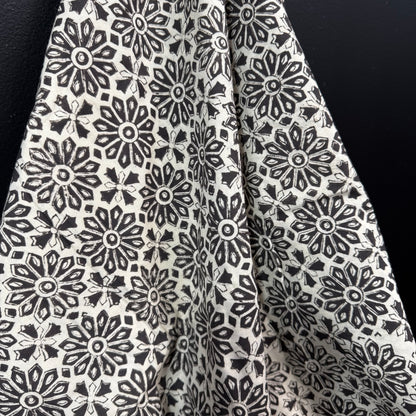 Noir Petal - Bagru Indian Cotton Block Print
