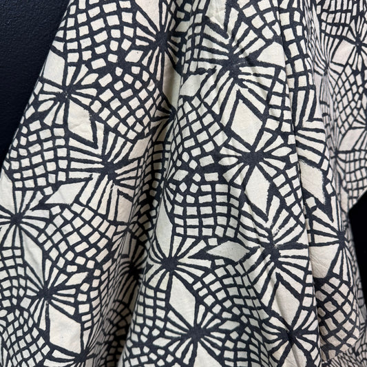 Star Lattice Black - Bagru Indian Cotton Block Print