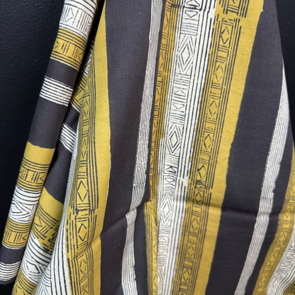 Nomad Stripe Ochre - Bagru Indian Cotton Block Print