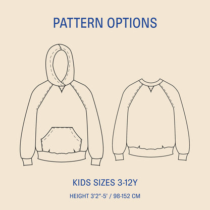 Hoodie Sweater Kids' Paper Pattern - Wardrobe by Me
