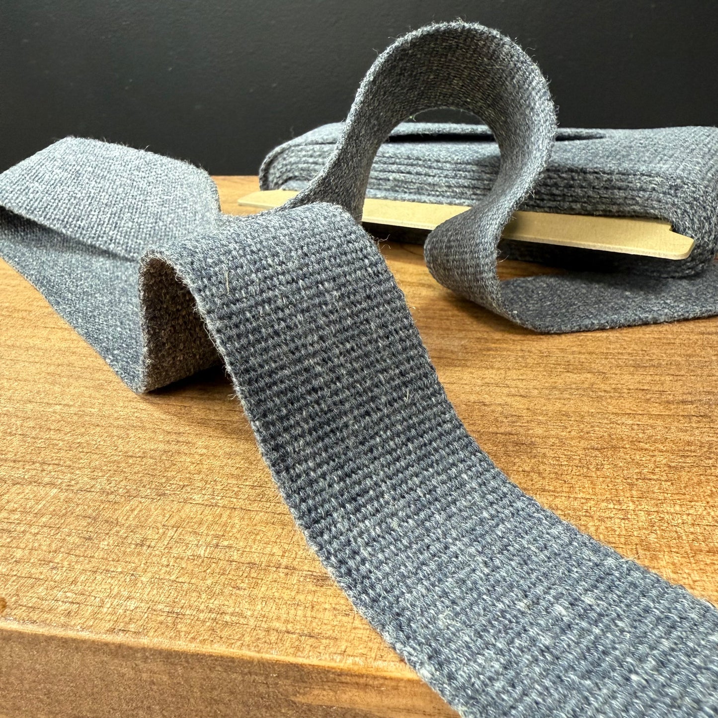 38mm Linen Blend Marble Webbing - Japanese Import - Navy (sold per meter)