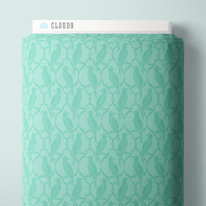Birds Of A Feather - Turquoise - Paint-By-Number Garden Party - Elle Crée - Cloud 9 Fabrics - Poplin