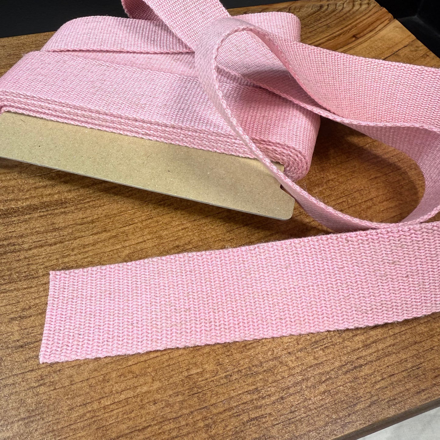 38mm Linen Blend Marble Webbing - Japanese Import - Pink (sold per meter)