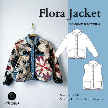 Flora Jacket and Vest Sewing PDF Pattern - Brightside Fabric Co.