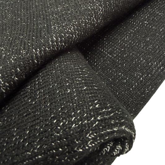 Heavy Knit Ribbing - Black/Silver/White (Deadstock)