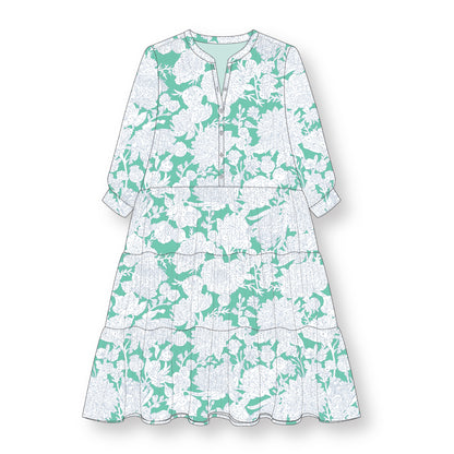 Birds Of A Feather - Turquoise - Paint-By-Number Garden Party - Elle Crée - Cloud 9 Fabrics - Poplin