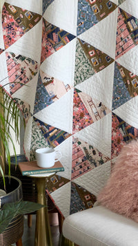 Floral Tiles - Sanctuary - Louise Cunningham - Cloud 9 Fabrics - Poplin