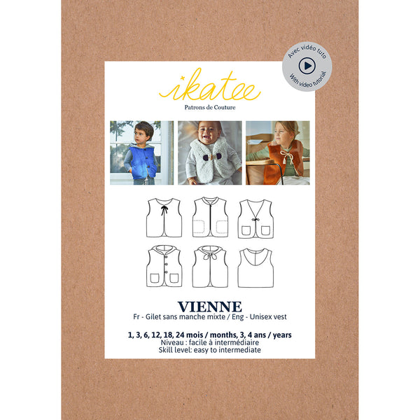 Vienne Vest Sewing Pattern - Baby 1M/4Y - Ikatee