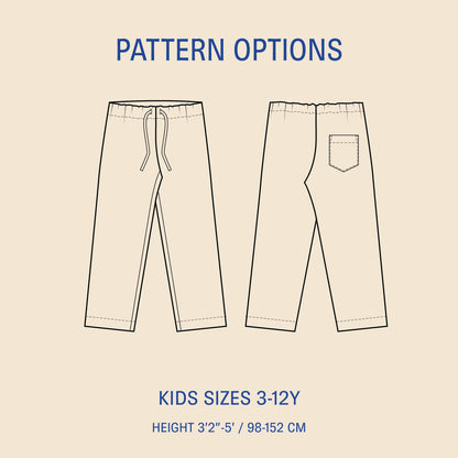 Pajama Pants Kids' Paper Pattern - Wardrobe by Me
