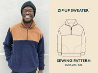 Zip-Up Sweater Mens Paper Pattern - Wardrobe by Me