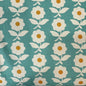Flowers Cotton-Linen Canvas - Japanese Import - Aqua/Gold/Natural