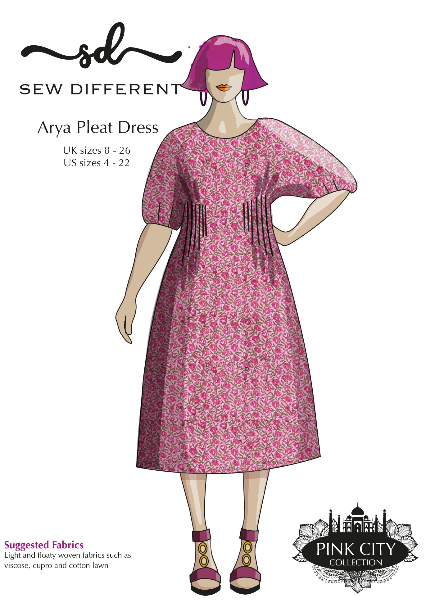 Arya Pleat Dress - Paper Sewing Pattern - Sew Different - Simplifi Fabric