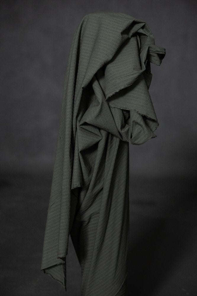 Aspen Green Seersucker Stripe Indian Organic Cotton - Merchant & Mills - Simplifi Fabric