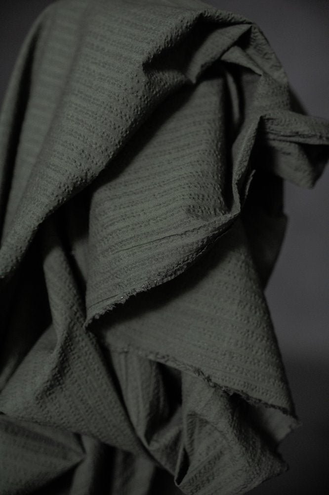 Aspen Green Seersucker Stripe Indian Organic Cotton - Merchant & Mills - Simplifi Fabric