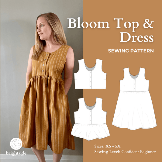 Bloom Button Top and Dress Sewing PDF Pattern - Brightside Fabric Co. - Simplifi Fabric