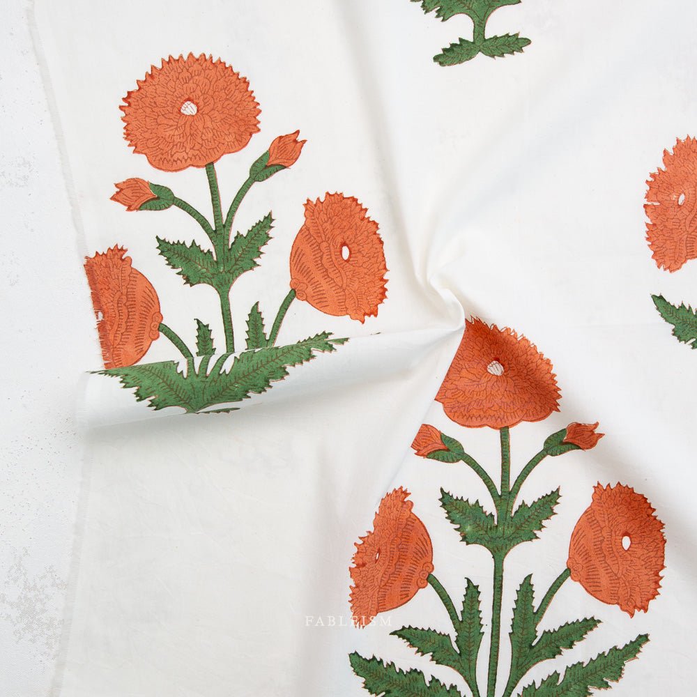 Boho Floral - Sienna - Indian Block Prints Cottage - Fableism Supply Co. - Simplifi Fabric