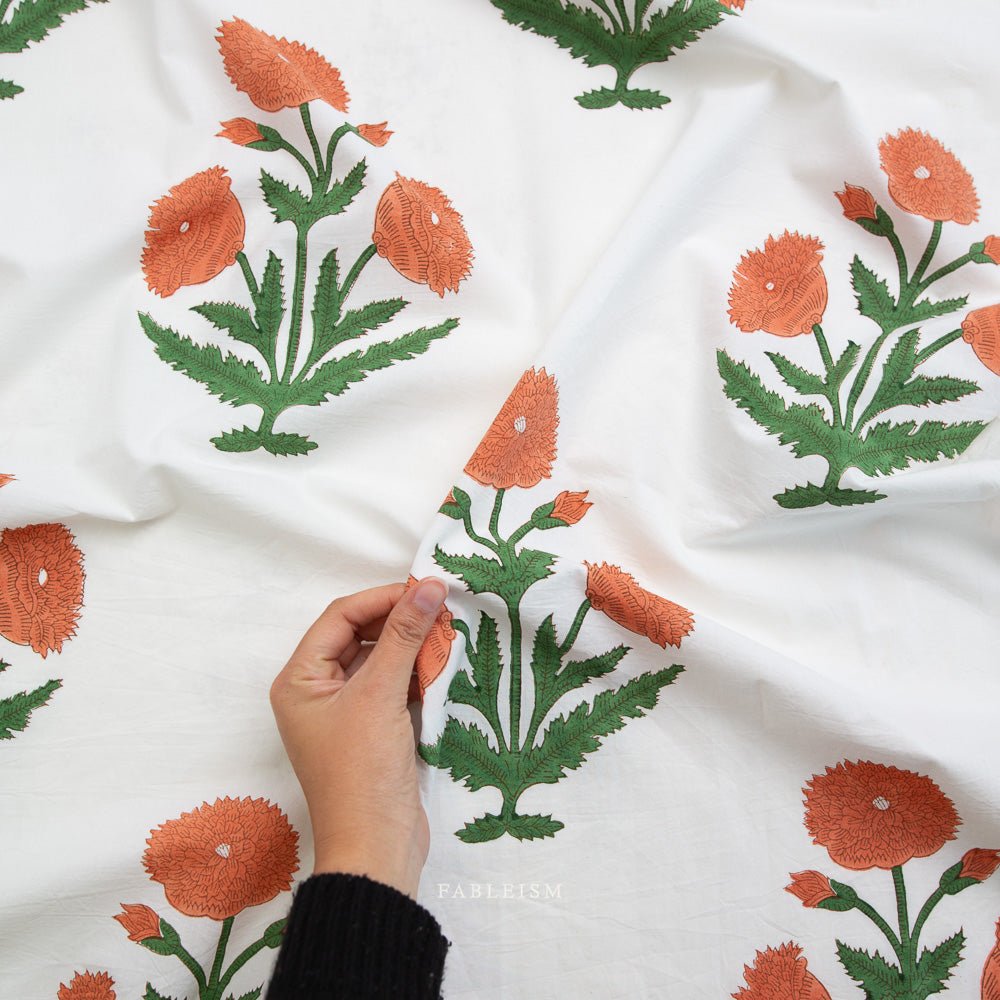Boho Floral - Sienna - Indian Block Prints Cottage - Fableism Supply Co. - Simplifi Fabric