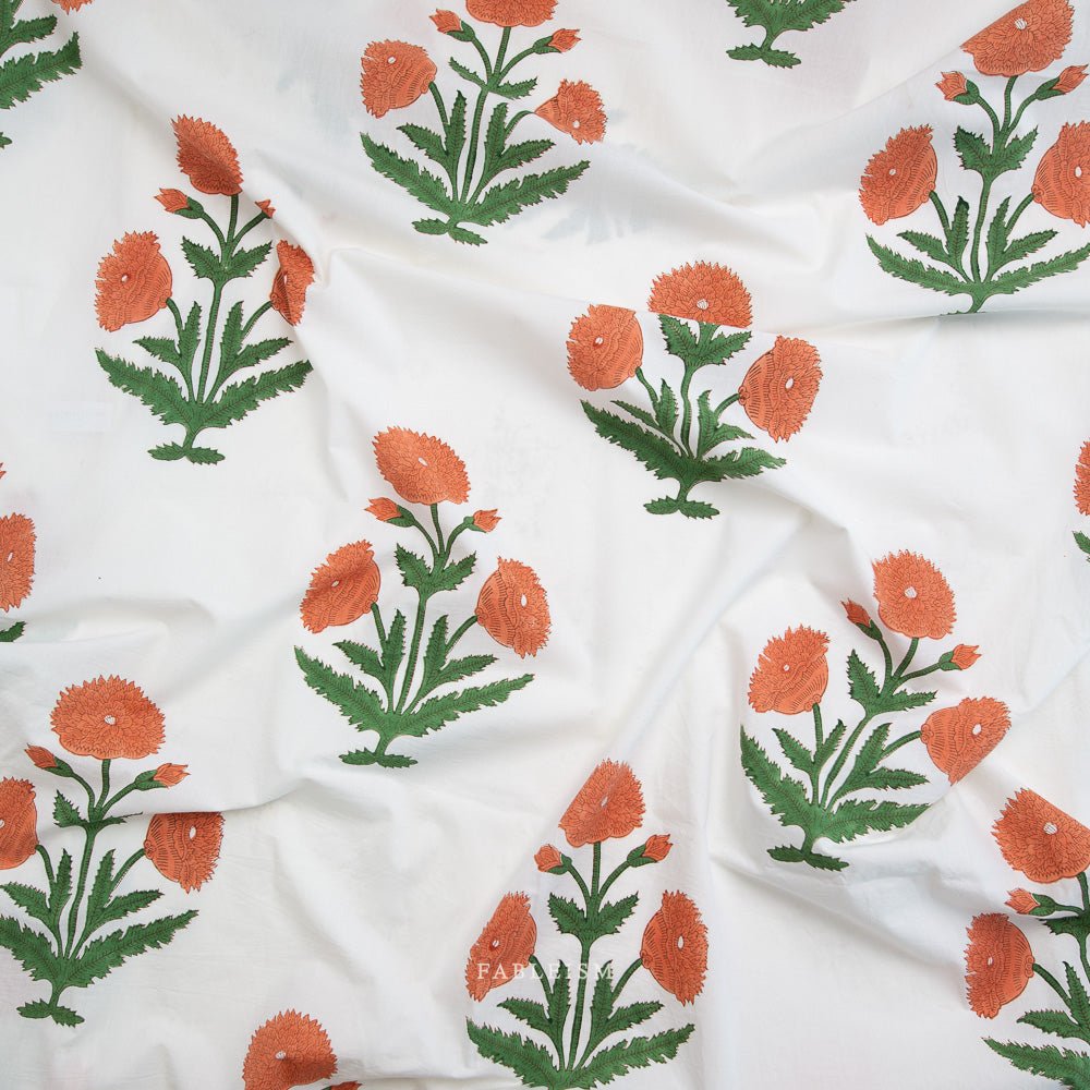 Boho Floral - Sienna - Indian Block Prints Cottage - Fableism Supply Co. - Simplifi Fabric