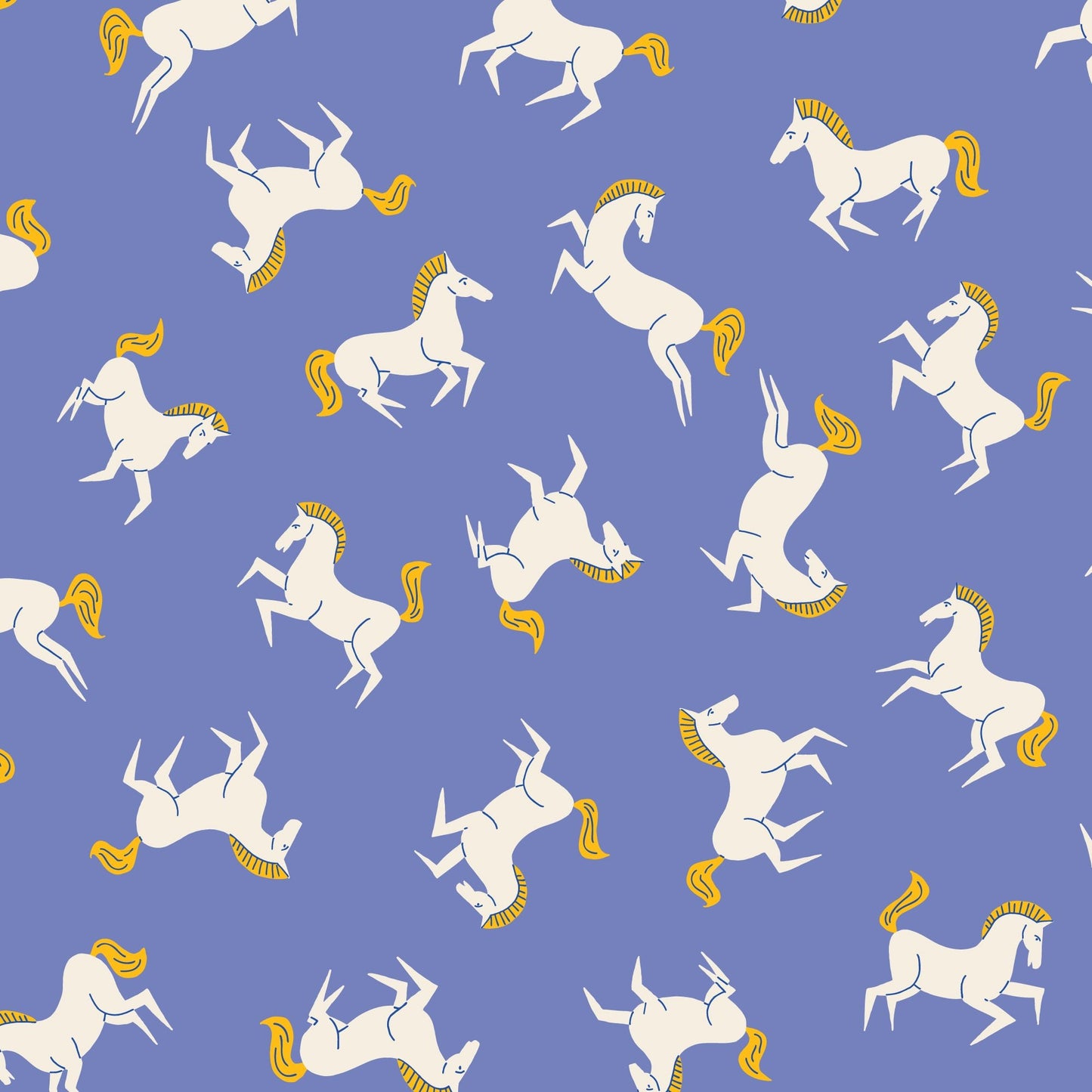 Brave Horses - Blue - The Iliad - Aidi Riera - Cloud 9 Fabrics - Poplin - Simplifi Fabric