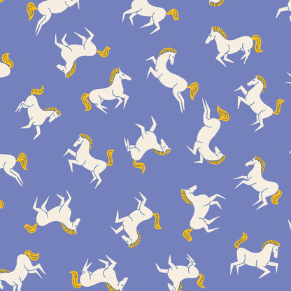 Brave Horses - Blue - The Iliad - Aidi Riera - Cloud 9 Fabrics - Poplin - Simplifi Fabric