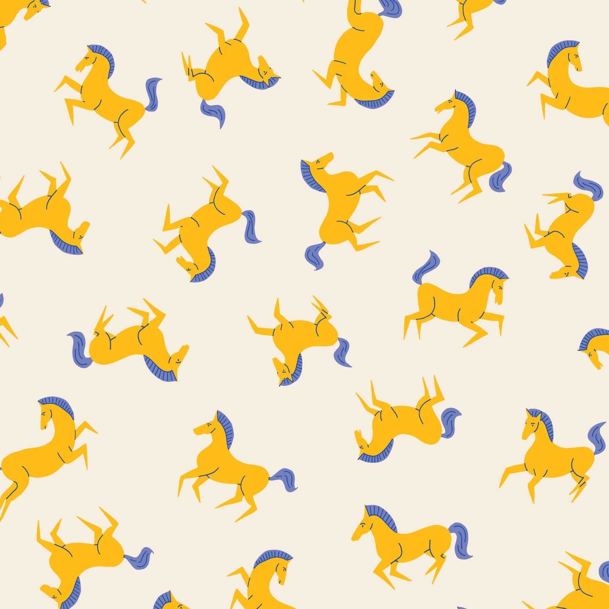 Brave Horses - Yellow - The Iliad - Aidi Riera - Cloud 9 Fabrics - Poplin - Simplifi Fabric